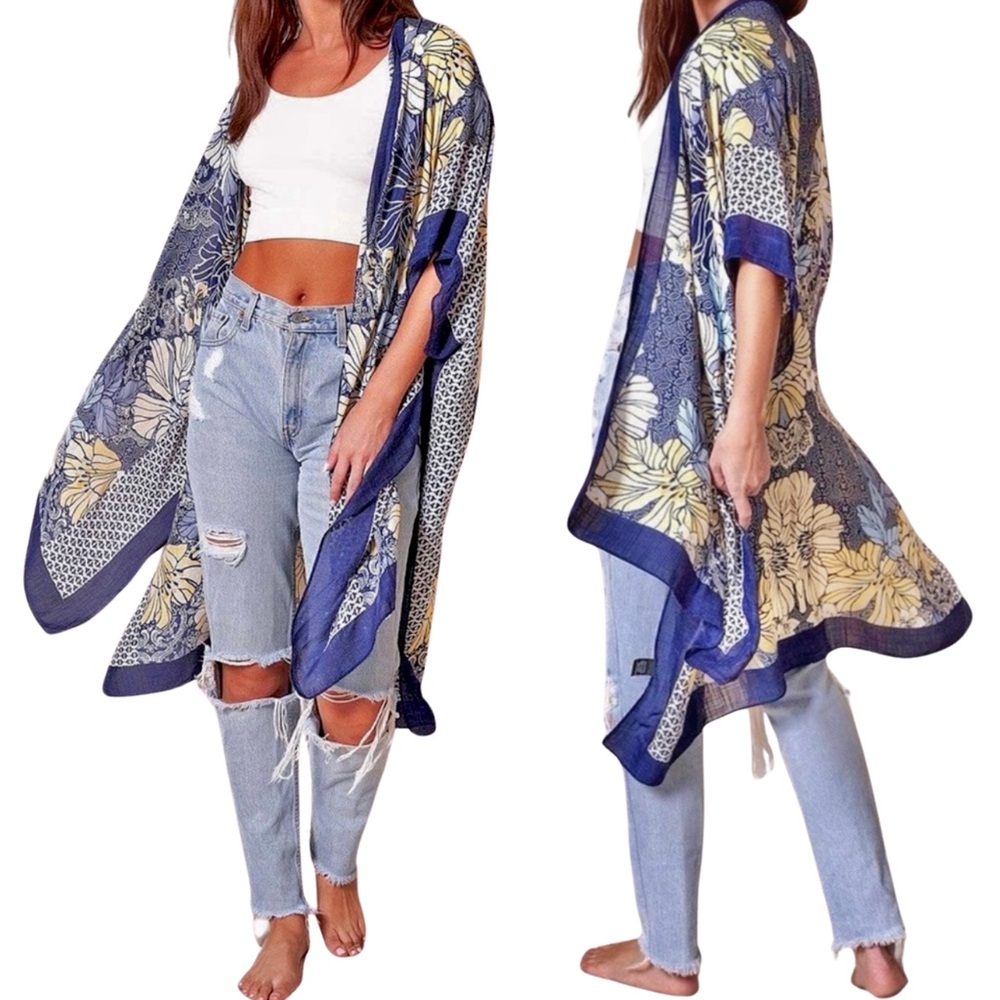 BRAND NEW‎ BOUTIQUE ITEM! Navy & Yellow Floral Duster